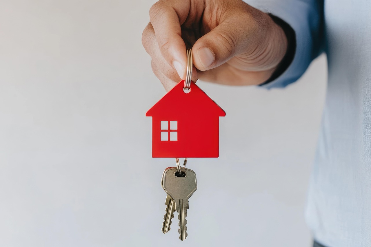 keychain, house, keys, hand, home ownership, property keys, home, real estate, property, ownership, sale, real estate sale, ai generated